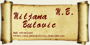 Miljana Bulović vizit kartica
